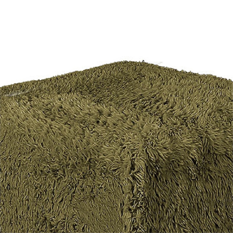 Appi Modular Square Ottoman- Compressed Foam- Olive Green Faux Fur 27 Inch