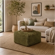 Appi Modular Square Ottoman- Compressed Foam- Olive Green Faux Fur 27 Inch