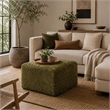 Appi Modular Square Ottoman- Compressed Foam- Olive Green Faux Fur 27 Inch