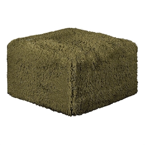 Appi Modular Square Ottoman- Compressed Foam- Olive Green Faux Fur 27 Inch