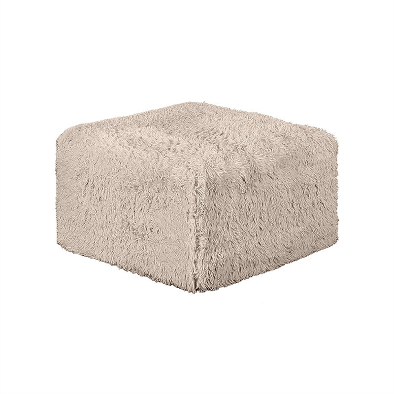 Appi Modular Square Ottoman- Compressed Foam- Taupe Brown Faux Fur 27 Inch