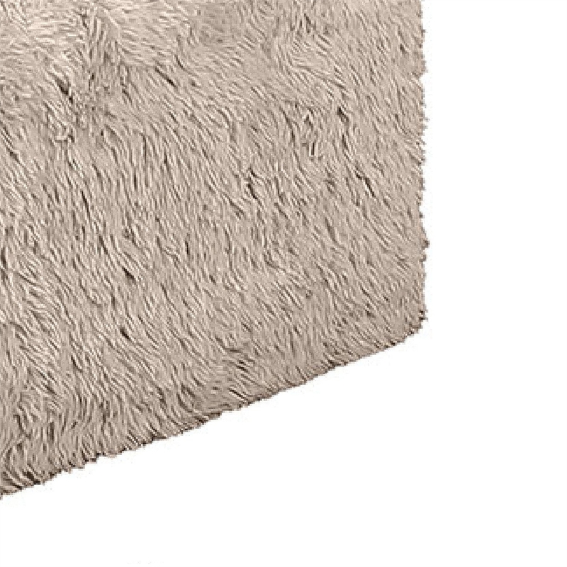 Appi Modular Square Ottoman- Compressed Foam- Taupe Brown Faux Fur 27 Inch