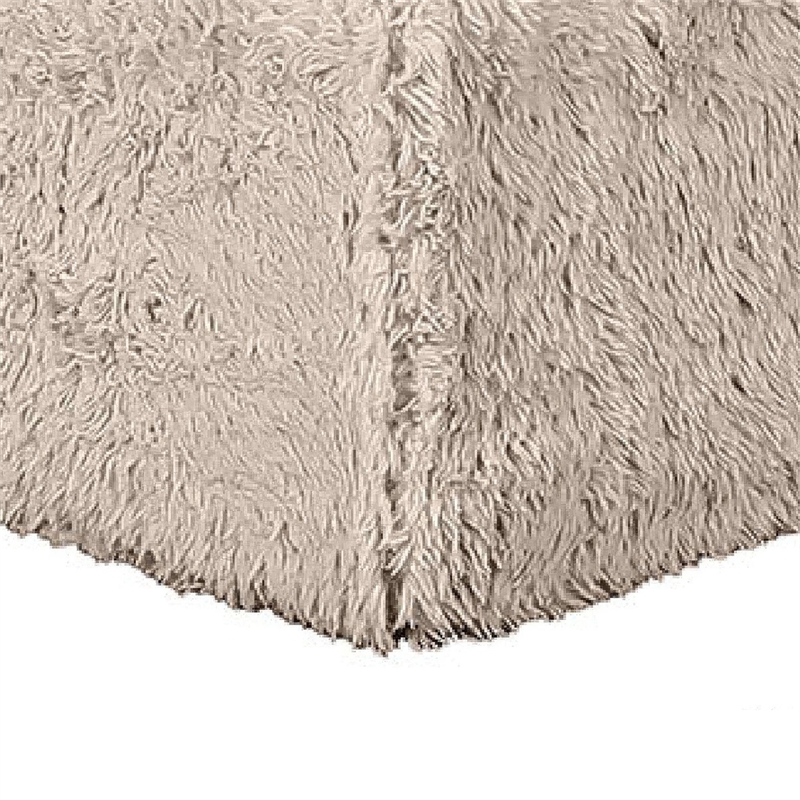 Appi Modular Square Ottoman- Compressed Foam- Taupe Brown Faux Fur 27 Inch