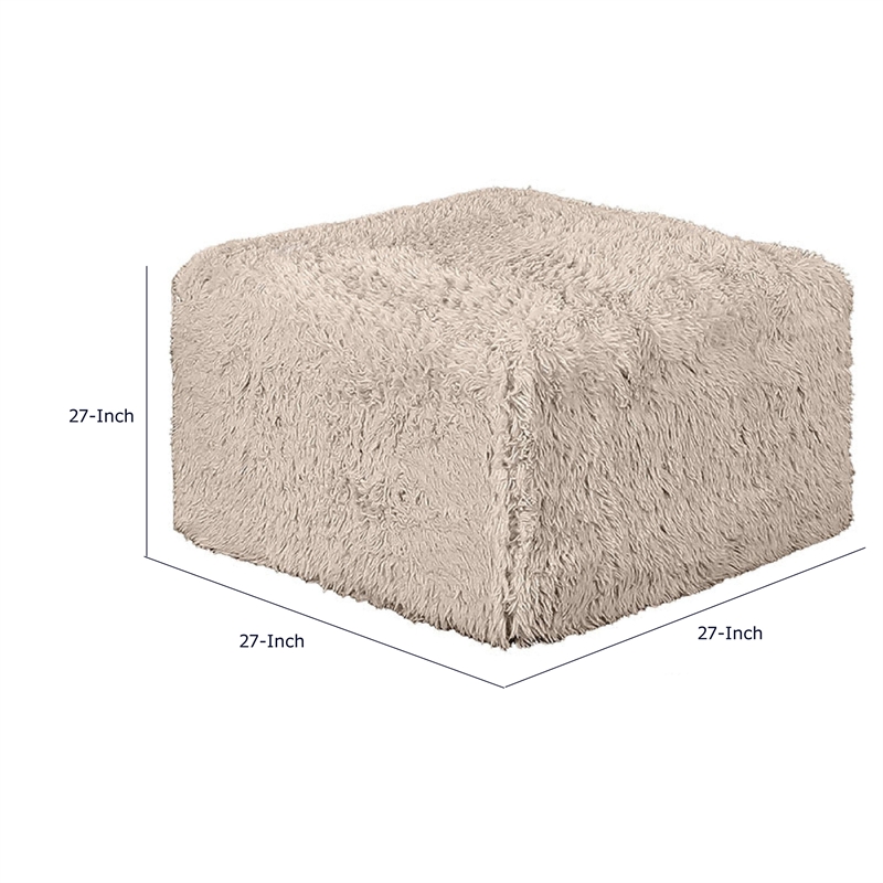 Appi Modular Square Ottoman- Compressed Foam- Taupe Brown Faux Fur 27 Inch