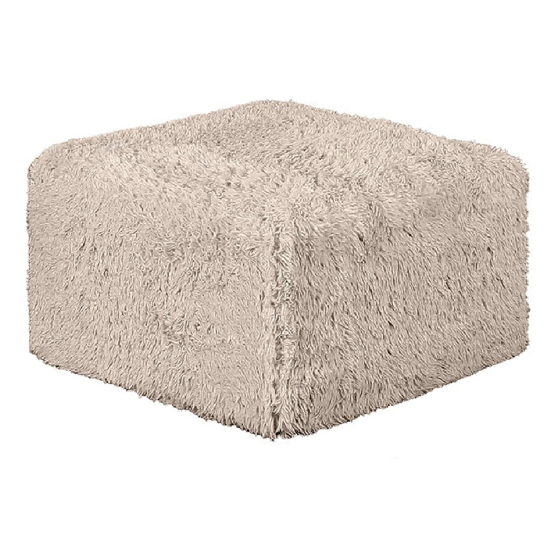 Appi Modular Square Ottoman- Compressed Foam- Taupe Brown Faux Fur 27 Inch