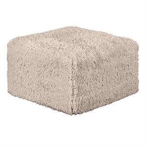Appi Modular Square Ottoman- Compressed Foam- Taupe Brown Faux Fur 27 Inch