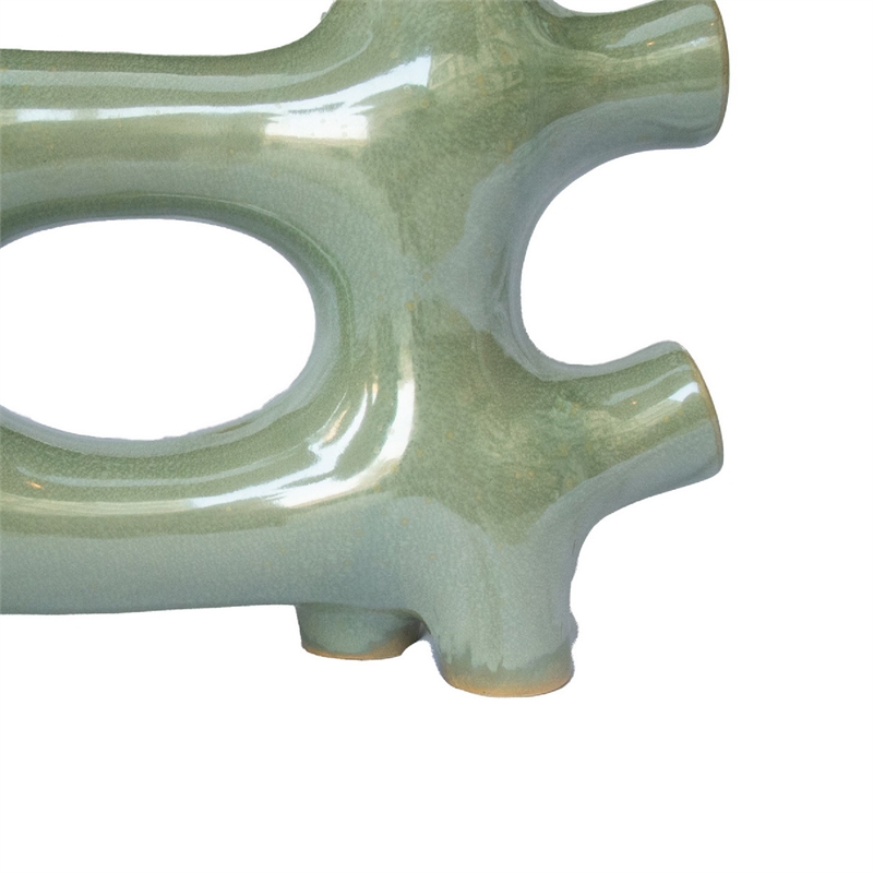 Sculptural Vase Decor - Glazed Abstract Art - 17 Inch Sage Green Ceramic