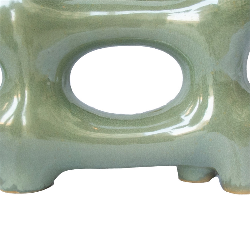Sculptural Vase Decor - Glazed Abstract Art - 17 Inch Sage Green Ceramic