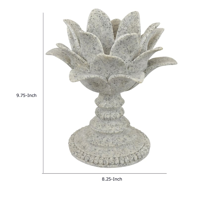 Tabletop Decor Candle Holder - Lotus Leaf Sculptural-Speckled Gray- 10 Inch