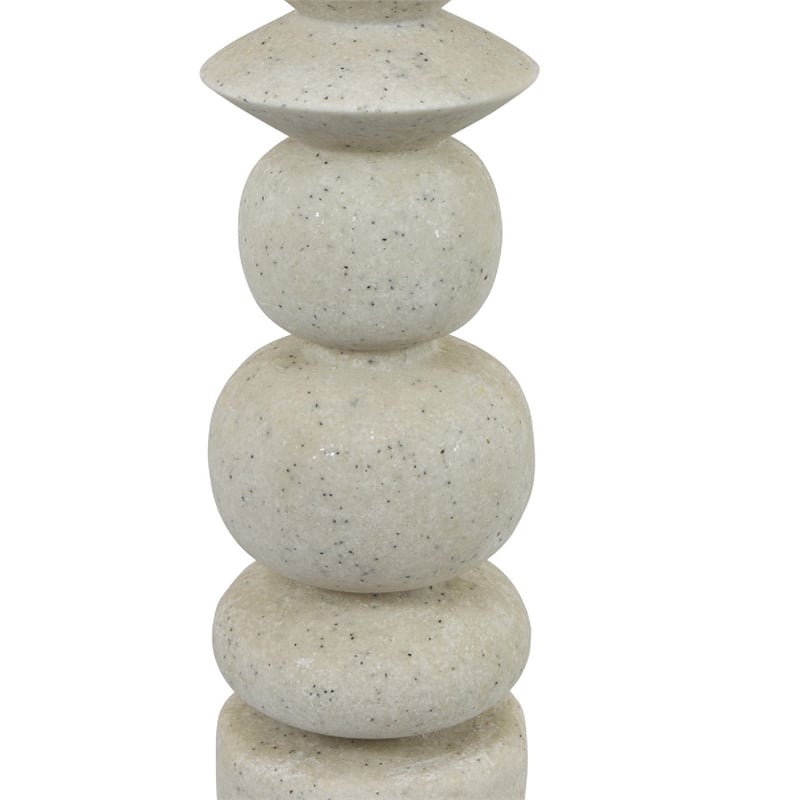 Josi Tabletop Decor Candle Holder- Sculpted Turned White Resin- 18 Inch