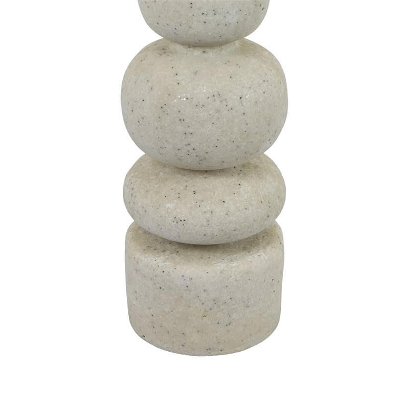 Josi Tabletop Decor Candle Holder- Sculpted Turned White Resin- 18 Inch