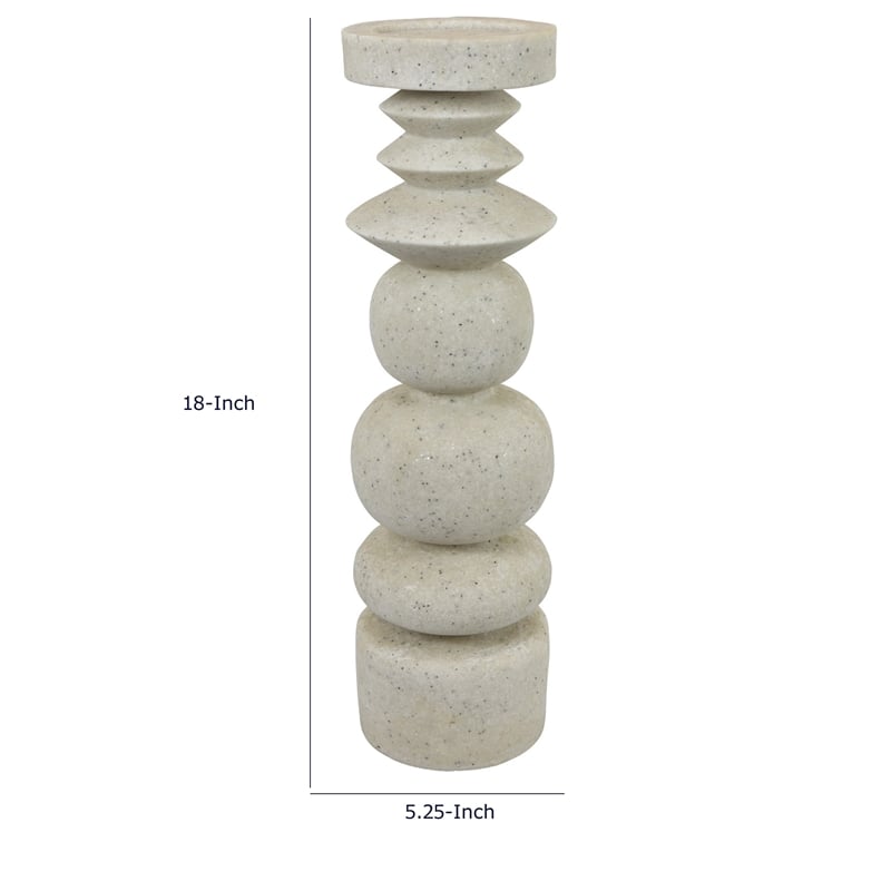 Josi Tabletop Decor Candle Holder- Sculpted Turned White Resin- 18 Inch