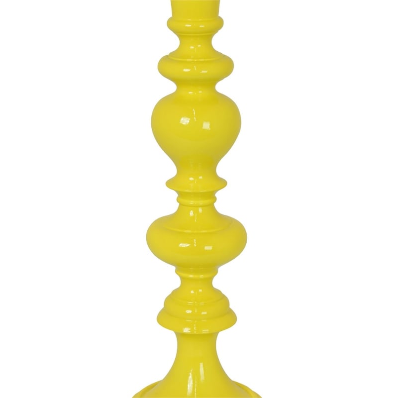 Meo Tabletop Decor Candle Holder- Sculpted Turned Yellow Resin-20 Inch
