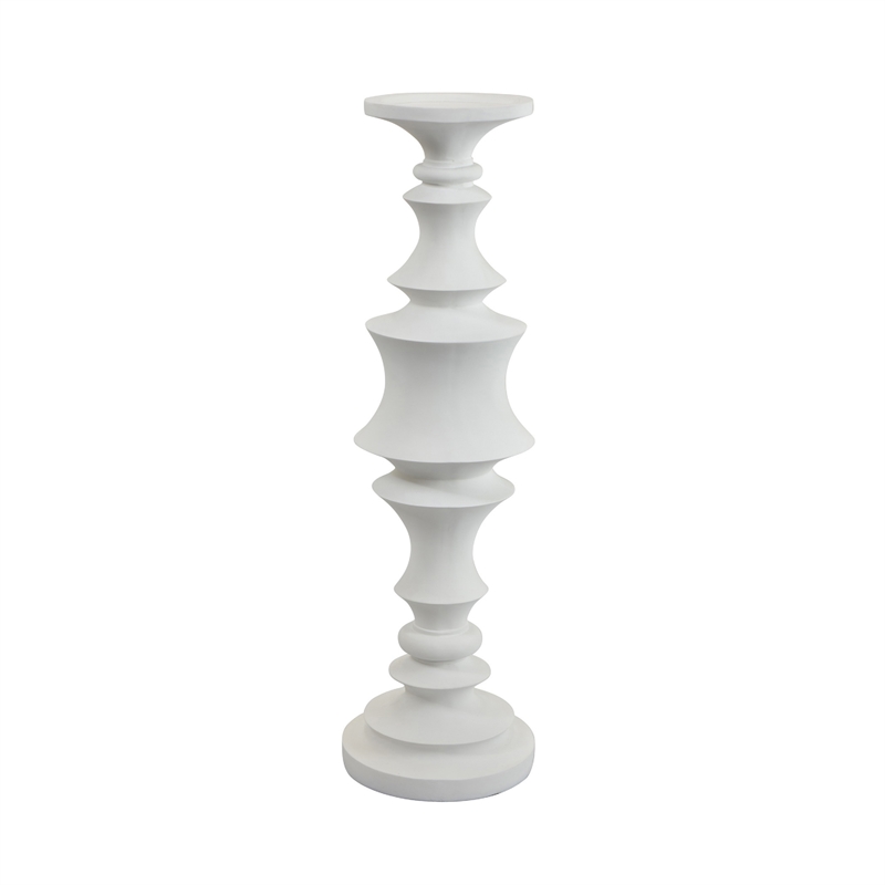 Tabletop Decor Candle Holder-Tiered Baluster Style-White Resin-18 Inch