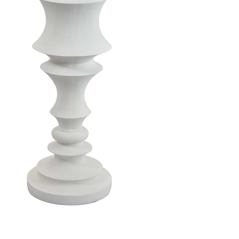Tabletop Decor Candle Holder-Tiered Baluster Style-White Resin-18 Inch