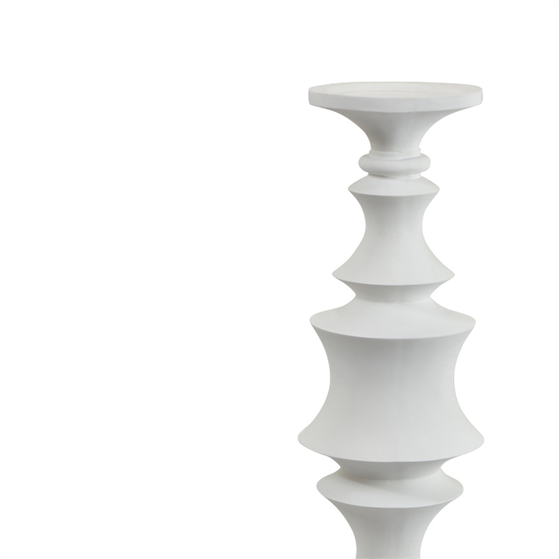 Tabletop Decor Candle Holder-Tiered Baluster Style-White Resin-18 Inch