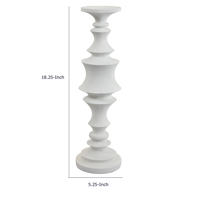 Tabletop Decor Candle Holder-Tiered Baluster Style-White Resin-18 Inch