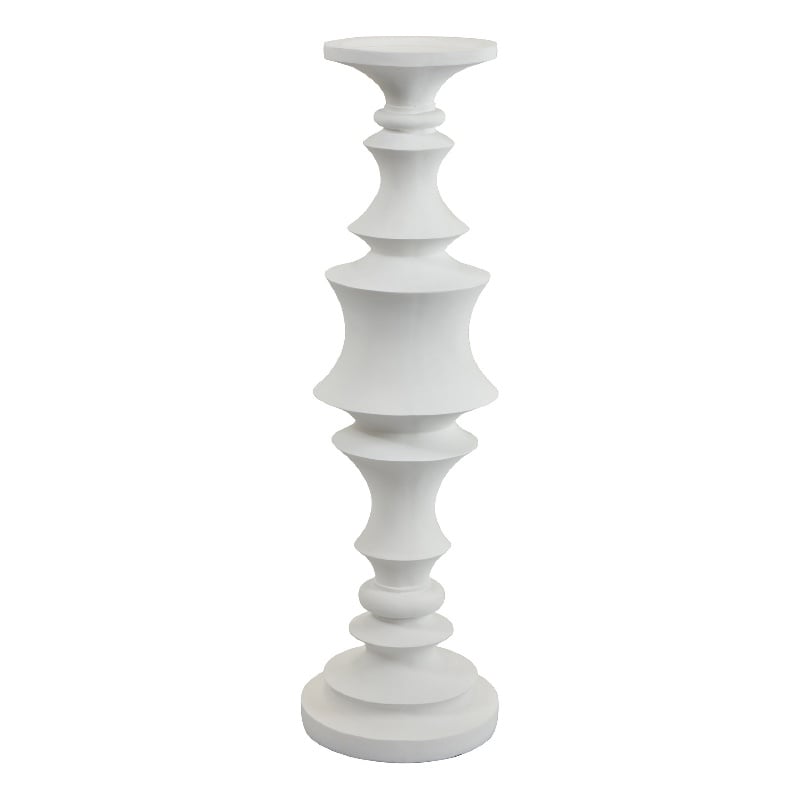 Tabletop Decor Candle Holder-Tiered Baluster Style-White Resin-18 Inch