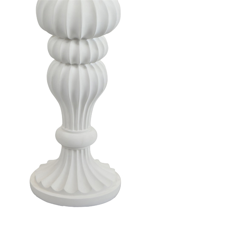 Tabletop Decor Candle Holder-Fluted Turned Baluster- White Resin- 18 Inch