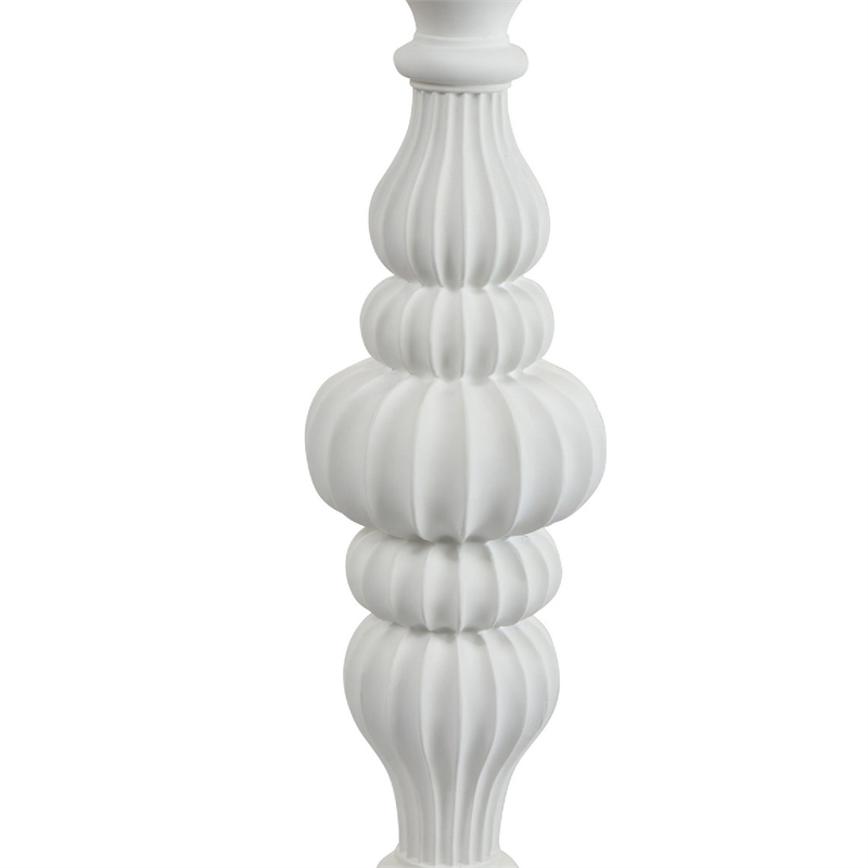 Tabletop Decor Candle Holder-Fluted Turned Baluster- White Resin- 18 Inch