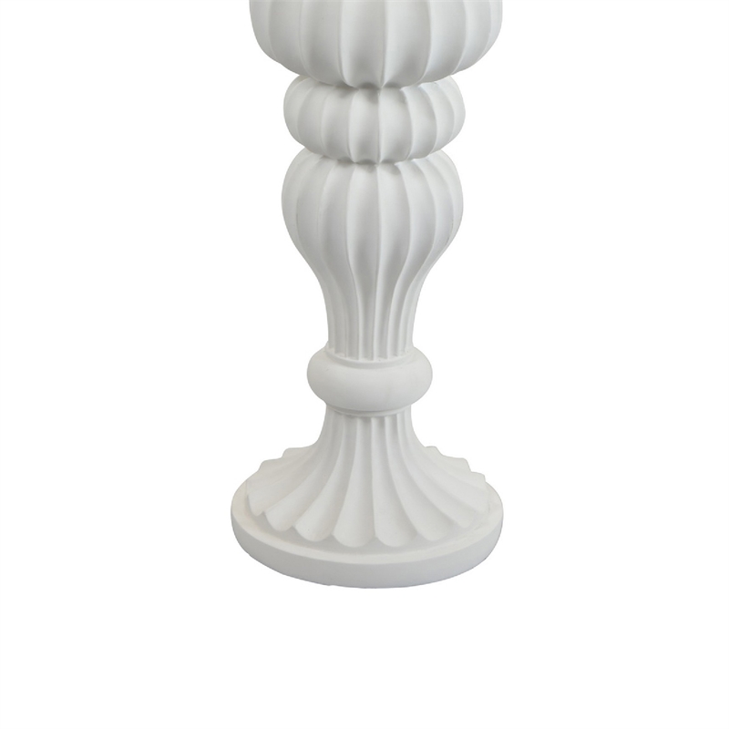 Tabletop Decor Candle Holder-Fluted Turned Baluster- White Resin- 18 Inch
