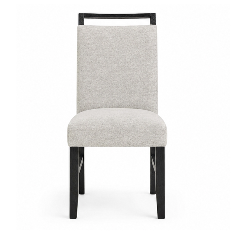 Juli Dining Side Chair Set of 2- Light Gray Cushion Seat- Black Wood