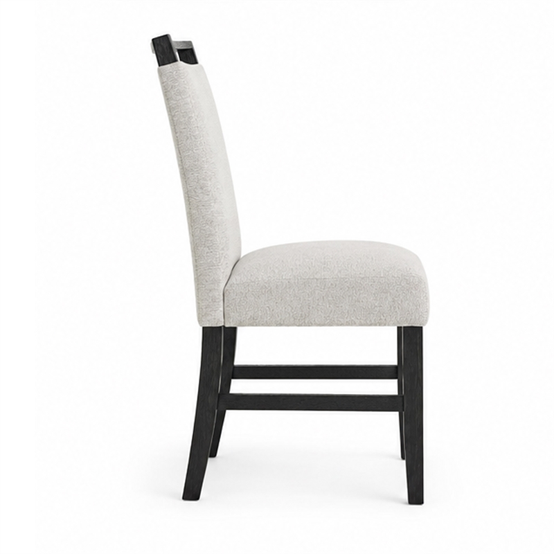 Juli Dining Side Chair Set of 2- Light Gray Cushion Seat- Black Wood