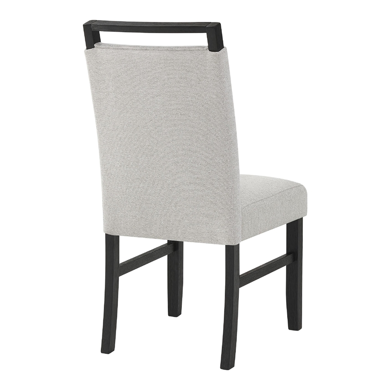 Juli Dining Side Chair Set of 2- Light Gray Cushion Seat- Black Wood