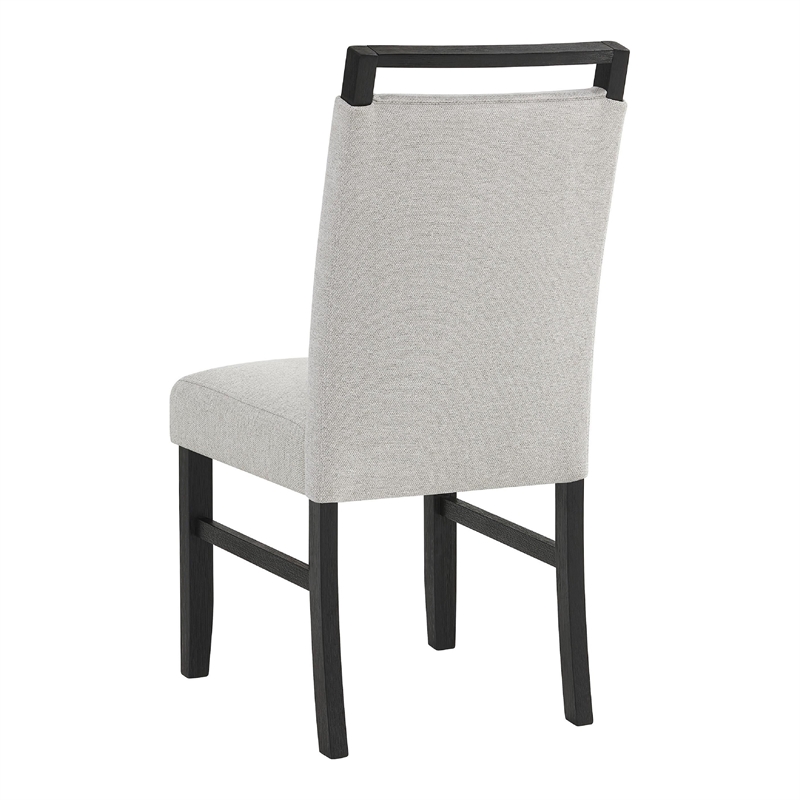 Juli Dining Side Chair Set of 2- Light Gray Cushion Seat- Black Wood