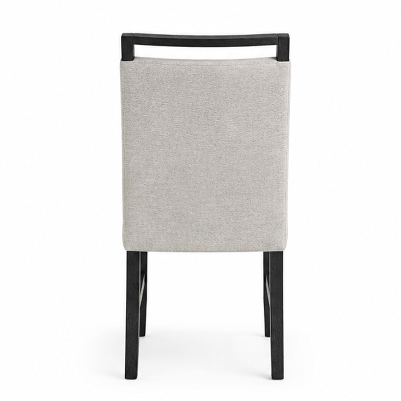 Juli Dining Side Chair Set of 2- Light Gray Cushion Seat- Black Wood
