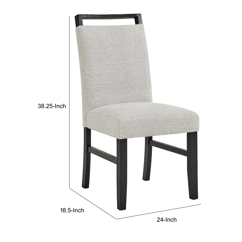 Juli Dining Side Chair Set of 2- Light Gray Cushion Seat- Black Wood