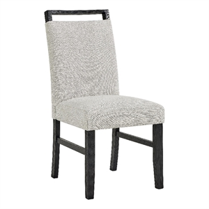 Juli Dining Side Chair Set of 2- Light Gray Cushion Seat- Black Wood