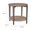 Jesy Side End Table- 27 Inch Round Top- Lower Shelf- Natural Brown
