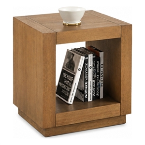 Dane Side End Table- 20 Inch Cubic- Open Shelf- Medium Oak Brown