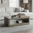 Dane Coffee Table- 48 Inch Cubic- Open Shelf- Natural Oak Gray Finish
