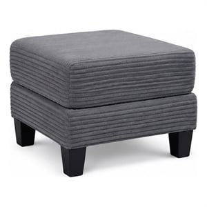 Mysi Storage Ottoman- Dark Gray Wide Wale Corduroy Upholstery- 31 Inch