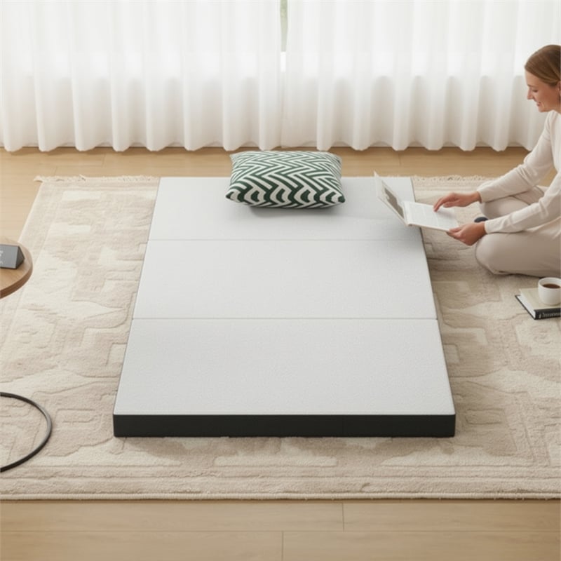 Lesa Queen Size Mattress Topper- Gel Infused Trifold Memory Foam- 4 Inch