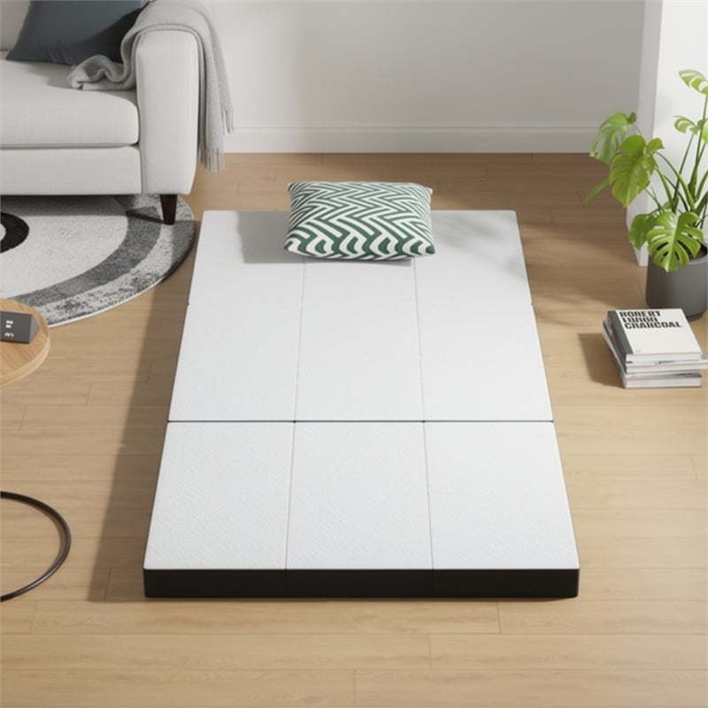 Lesa Queen Size Mattress Topper- Gel Infused Trifold Memory Foam- 4 Inch