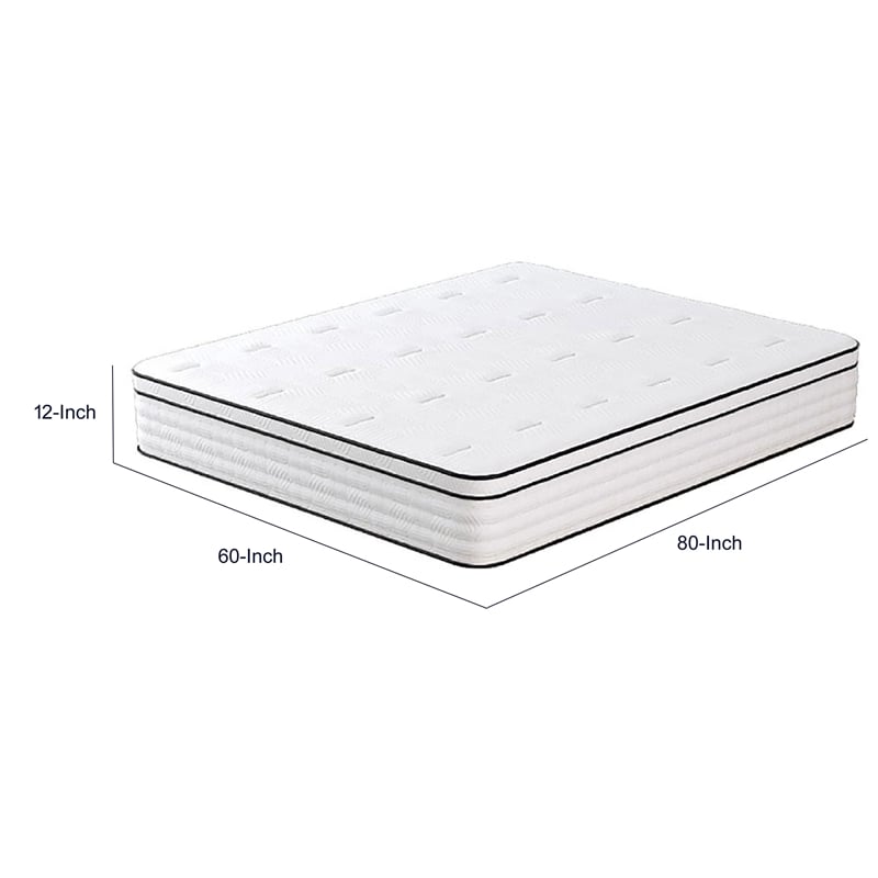Mysa Queen Size Euro Top Mattress- Pocket Coil Springs- 12 Inch White