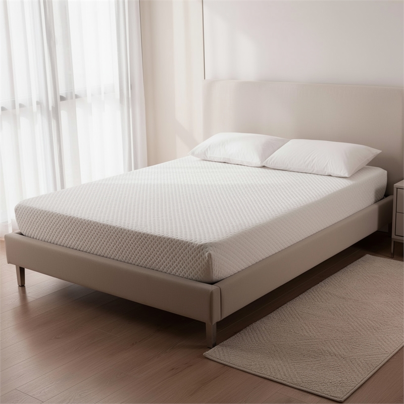 Aysa California King Mattress- Memory Foam- White Polyester- 8 Inch