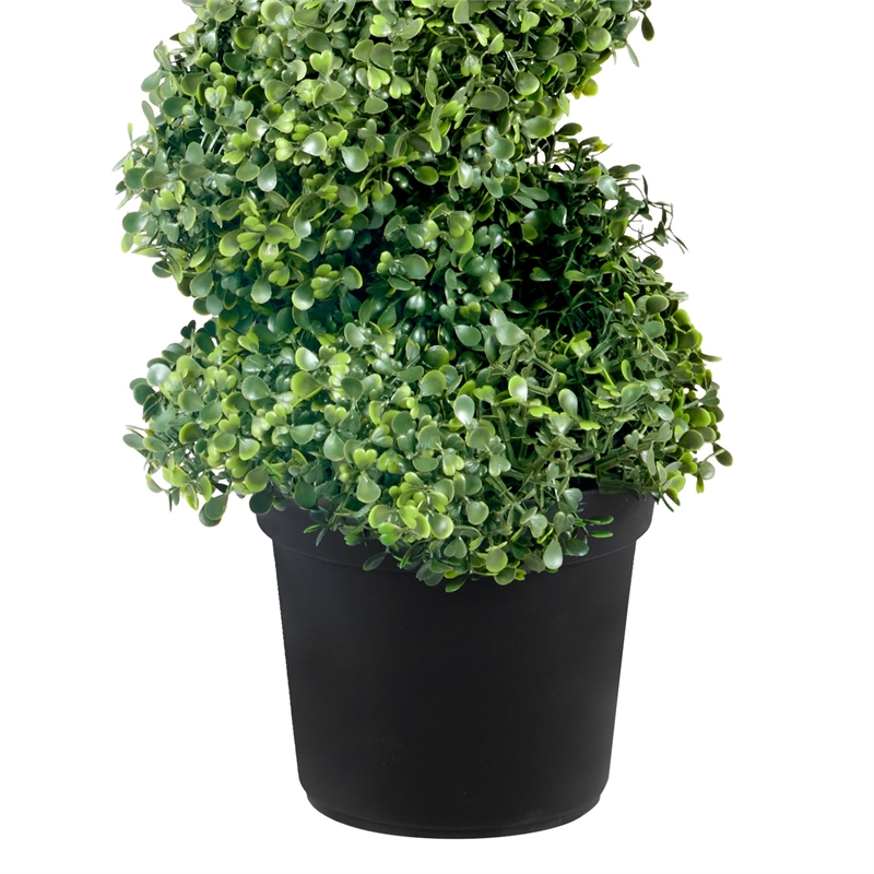 Mila Spiral Boxwood Topiary Plant- Set of 2- Lifelike 48 Inch