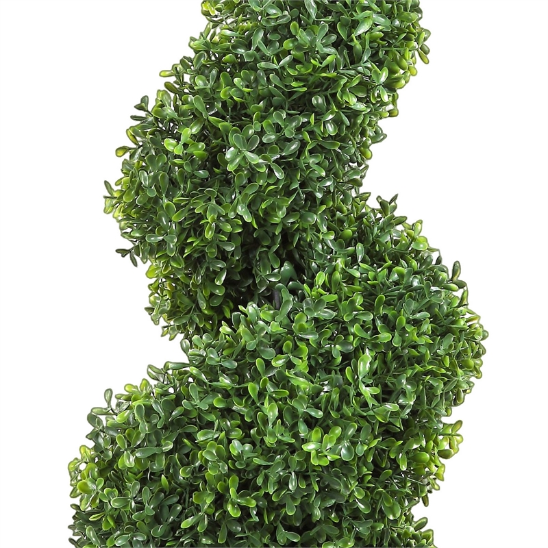 Mila Spiral Boxwood Topiary Plant- Set of 2- Lifelike 48 Inch