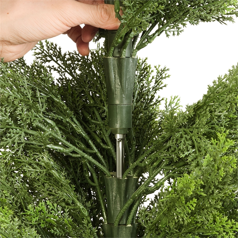 Arya Cedar Topiary Tree- Set of 2- Black Pot- Lifelike Poly Silk 48 Inch