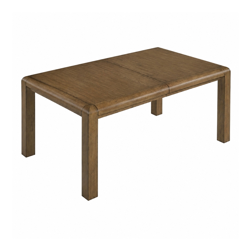 Rell Dining Table w Leaf- Knotty Oak Veneer Top- Antique Brown 64-82 Inch