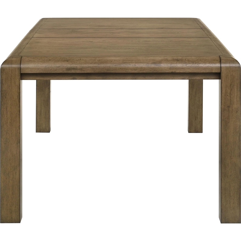 Rell Dining Table w Leaf- Knotty Oak Veneer Top- Antique Brown 64-82 Inch