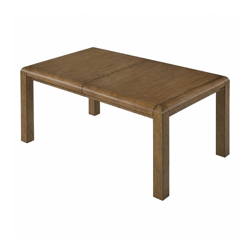 Rell Dining Table w Leaf- Knotty Oak Veneer Top- Antique Brown 64-82 Inch