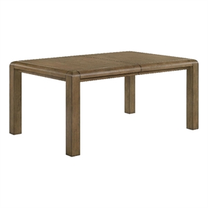 Rell Dining Table w Leaf- Knotty Oak Veneer Top- Antique Brown 64-82 Inch