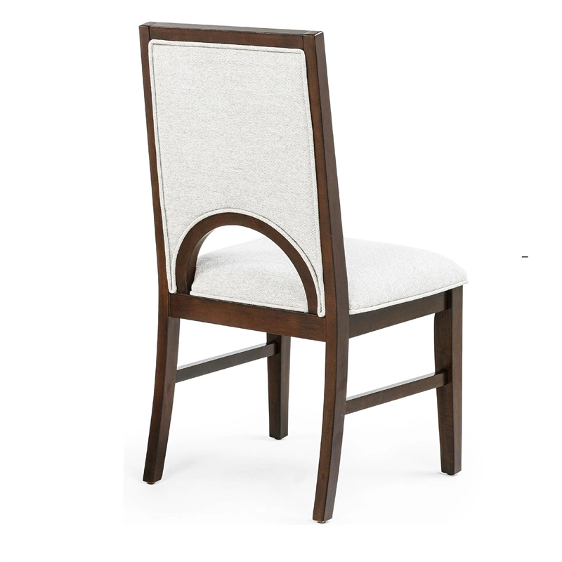 Mali Dining Side Chair Set of 2- Cutout Back - Dove Gray Fabric- Dark Brown