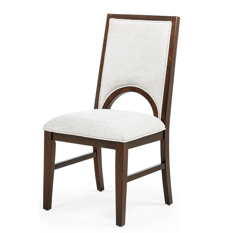 Mali Dining Side Chair Set of 2- Cutout Back - Dove Gray Fabric- Dark Brown