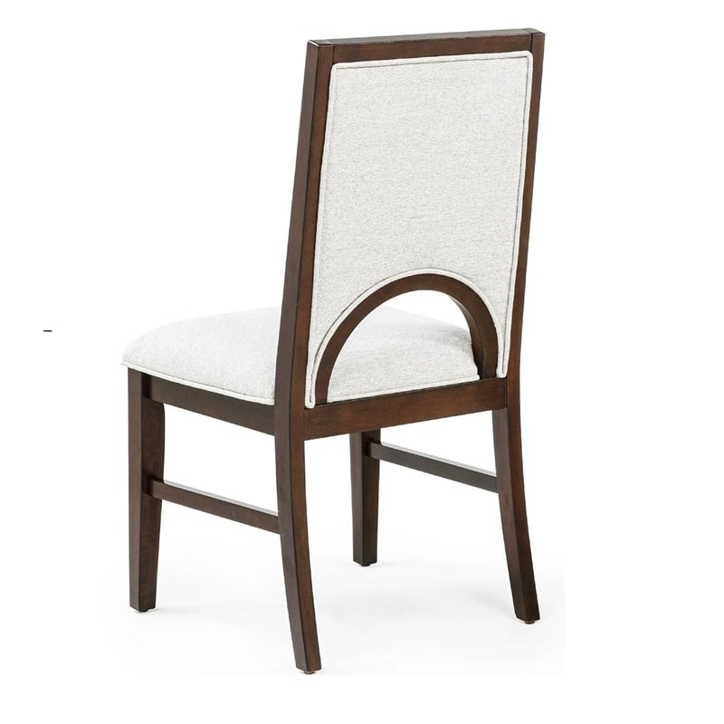 Mali Dining Side Chair Set of 2- Cutout Back - Dove Gray Fabric- Dark Brown
